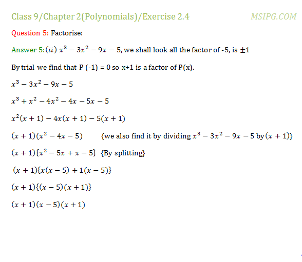 Class 9 Maths Chapter 2 Solution and PDF» MSIPG