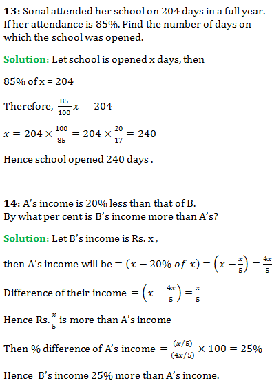 RS Aggarwal Class 8 Chapter 9 Exercise 9A Solution (Percentage)