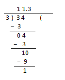 34 divided by 3