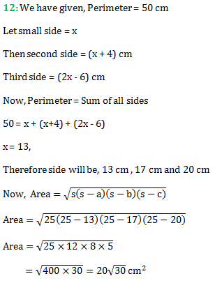 RS Aggarwal Class 9 Chapter 14 Areas of Triangles and Quadrilaterals