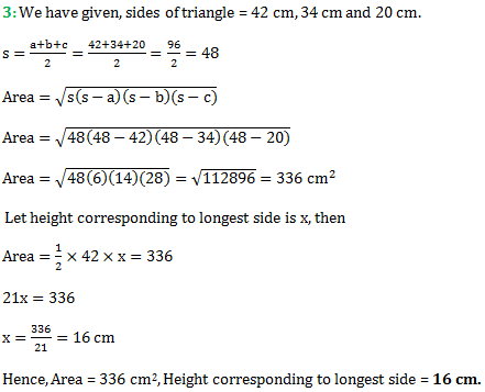RS Aggarwal Class 9 Chapter 14 Areas of Triangles and Quadrilaterals Solution