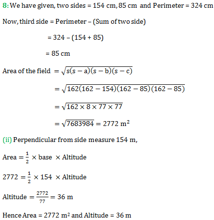 RS Aggarwal Class 9 Chapter 14 Areas of Triangles and Quadrilaterals Solution